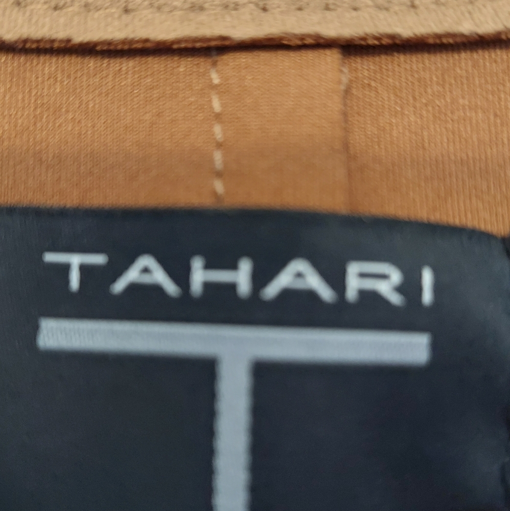 Tahari Faux Suede Women's Tan Trench Coat Size M - Picture 6 of 7